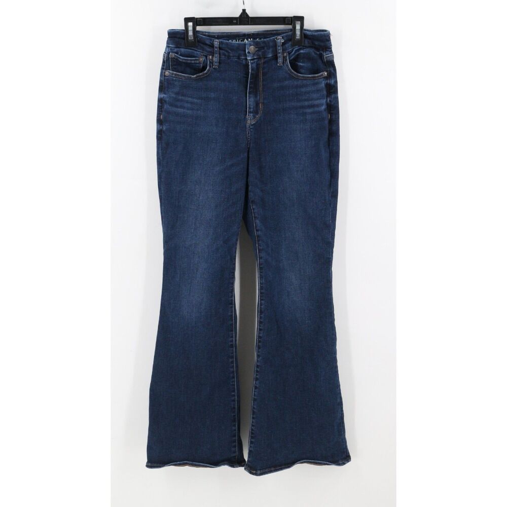American Eagle Womens Curvy Super High Rise Flare Jeans Size 8 Short Stretch